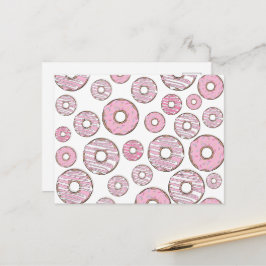 patroon van donuts, roze donuts, sproeten briefkaart