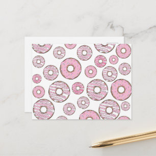 patroon van donuts, roze donuts, sproeten briefkaart