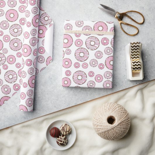 patroon van donuts, roze donuts, sproeten cadeaupapier (Crafts)