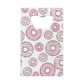 patroon van donuts, roze donuts, sproeten creditkaart flessenopener (Achterkant)