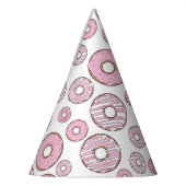 patroon van donuts, roze donuts, sproeten feesthoedjes (Links)