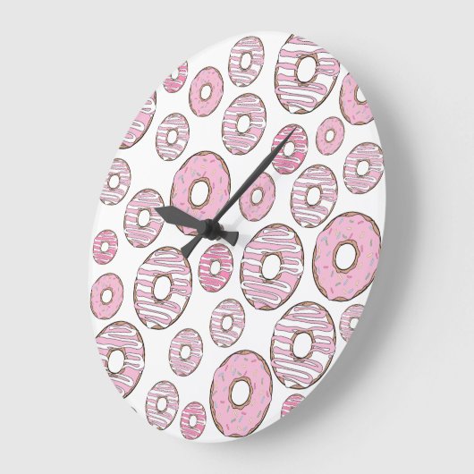 patroon van donuts, roze donuts, sproeten grote klok (Hoek)