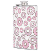 patroon van donuts, roze donuts, sproeten heupfles (Links)