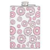 patroon van donuts, roze donuts, sproeten heupfles (Achterkant)