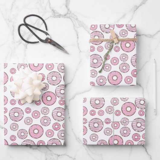patroon van donuts, roze donuts, sproeten inpakpapier vel (Voorkant)