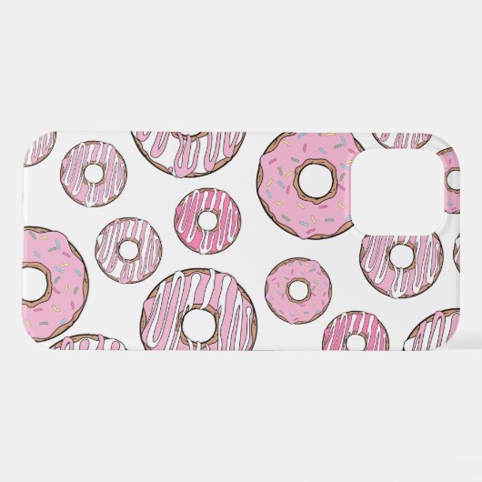 patroon van donuts, roze donuts, sproeten iPhone hoesje (Achterkant horizontaal)
