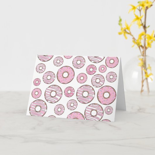patroon van donuts, roze donuts, sproeten kaart (Gele Bloem)
