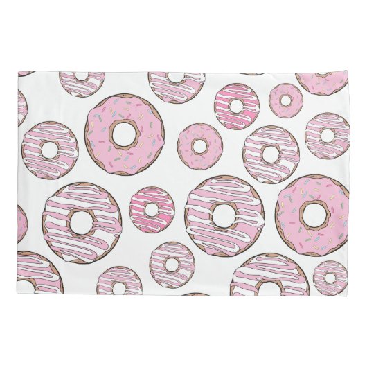 patroon van donuts, roze donuts, sproeten kussensloop (Achterkant)
