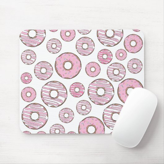 patroon van donuts, roze donuts, sproeten muismat (Met muis)
