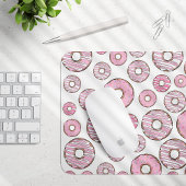 patroon van donuts, roze donuts, sproeten muismat