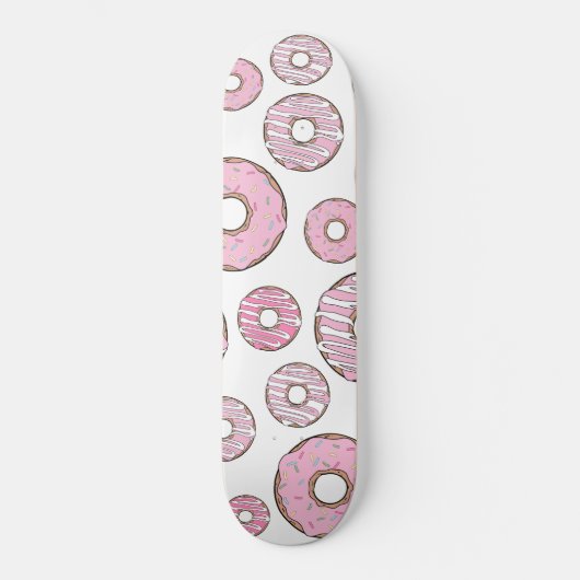 patroon van donuts, roze donuts, sproeten persoonlijk skateboard (Voorkant)