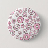 patroon van donuts, roze donuts, sproeten ronde button 5,7 cm (Voorkant)