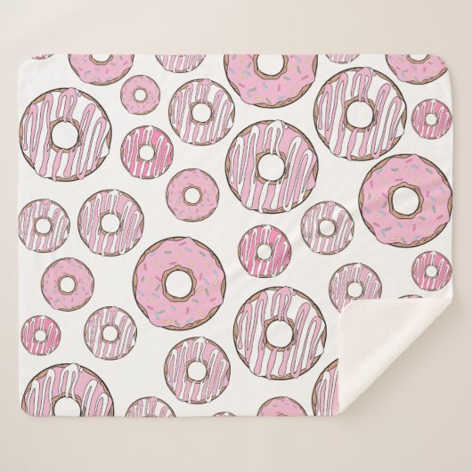 patroon van donuts, roze donuts, sproeten sherpa deken (Voorkant (horizontaal))