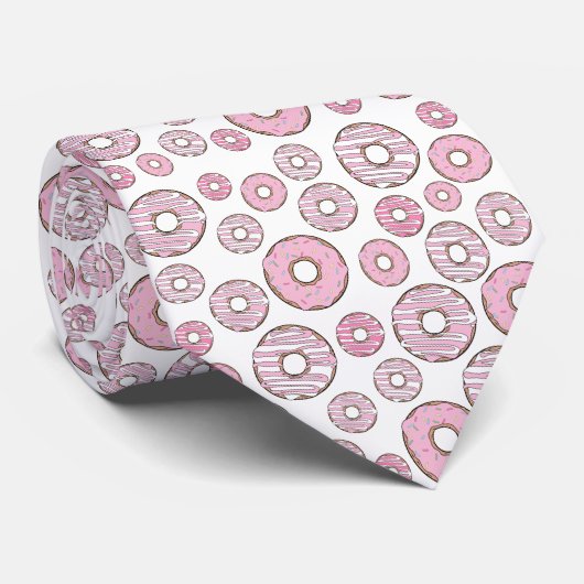 patroon van donuts, roze donuts, sproeten stropdas (Opgerold)