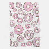 patroon van donuts, roze donuts, sproeten theedoek (Verticaal)