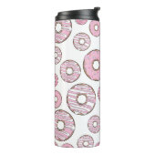patroon van donuts, roze donuts, sproeten thermosbeker (Gedraaid links)