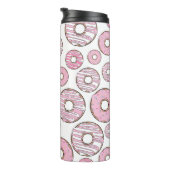 patroon van donuts, roze donuts, sproeten thermosbeker (Geroteerd rechts)