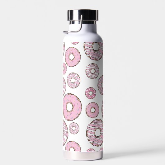 patroon van donuts, roze donuts, sproeten waterfles (Rechts)