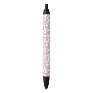 patroon van donuts, roze donuts, sproeten zwarte inkt pen