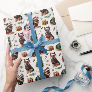 Patroon van Duitse Herdershond met Kerst Cadeaupapier