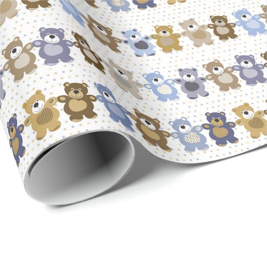 patroon van een teddybeer op speelgoed cadeaupapier (Rol Hoek)