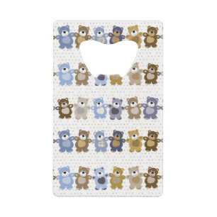 patroon van een teddybeer op speelgoed creditkaart flessenopener