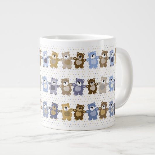 patroon van een teddybeer op speelgoed grote koffiekop (Voorkant rechts)
