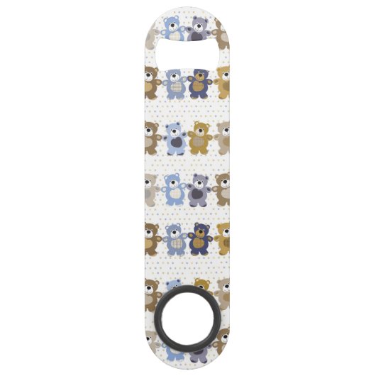 patroon van een teddybeer op speelgoed speed flessenopener (Voorkant)
