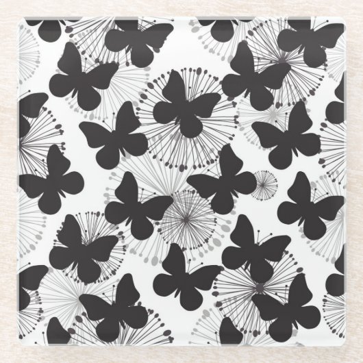 patroon van een vlinder glazen onderzetter (Voorkant)