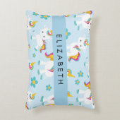 Patroon van eenhoorns, leuke eenhoorns, Jouw naam Accent Kussen (Voorkant(Verticaal))
