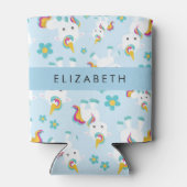 Patroon van eenhoorns, leuke eenhoorns, Jouw naam Blikjeskoeler (Achterkant)