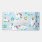 Patroon van eenhoorns, leuke eenhoorns, Jouw naam Bureaumat (Keyboard & Muis)