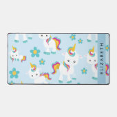 Patroon van eenhoorns, leuke eenhoorns, Jouw naam Bureaumat (Voorkant)