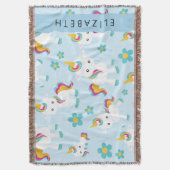 Patroon van eenhoorns, leuke eenhoorns, Jouw naam Deken (Voorkant Verticaal)