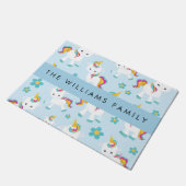 Patroon van eenhoorns, leuke eenhoorns, Jouw naam Deurmat (Schuin)