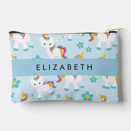 Patroon van eenhoorns, leuke eenhoorns, Jouw naam Etui (Achterkant)