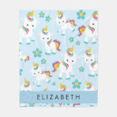 Patroon van eenhoorns, leuke eenhoorns, Jouw naam Fleece Deken (Voorkant)