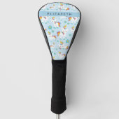 Patroon van eenhoorns, leuke eenhoorns, Jouw naam Golfheadcover (Voorkant)