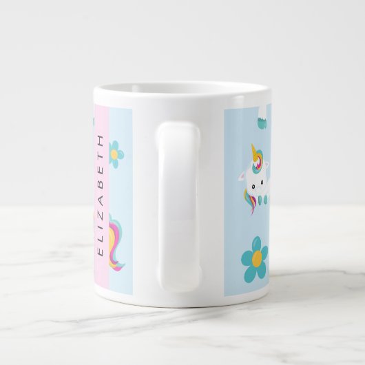 Patroon van eenhoorns, leuke eenhoorns, Jouw naam Grote Koffiekop (Achterkant)