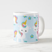 Patroon van eenhoorns, leuke eenhoorns, Jouw naam Grote Koffiekop (Voorkant rechts)