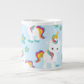 Patroon van eenhoorns, leuke eenhoorns, Jouw naam Grote Koffiekop (Voorkant)