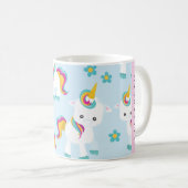 Patroon van eenhoorns, leuke eenhoorns, Jouw naam Koffiemok (Voorkant rechts)