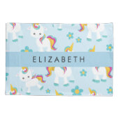 Patroon van eenhoorns, leuke eenhoorns, Jouw naam Kussensloop (Achterkant)