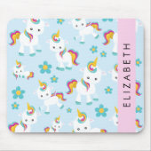 Patroon van eenhoorns, leuke eenhoorns, Jouw naam Muismat (Voorkant)