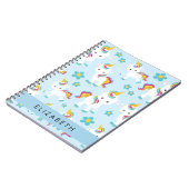 Patroon van eenhoorns, leuke eenhoorns, Jouw naam Notitieboek (Linkerzijde)