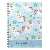 Patroon van eenhoorns, leuke eenhoorns, Jouw naam Notitieboek (Voorkant)