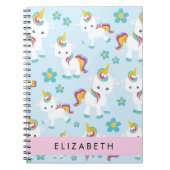 Patroon van eenhoorns, leuke eenhoorns, Jouw naam Notitieboek (Voorkant)