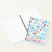 Patroon van eenhoorns, leuke eenhoorns, Jouw naam Notitieboek (Binnen)