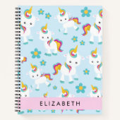 Patroon van eenhoorns, leuke eenhoorns, Jouw naam Notitieboek (Voorkant)