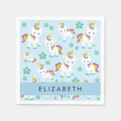 Patroon van eenhoorns, leuke eenhoorns, Jouw naam Servet (Voorkant)